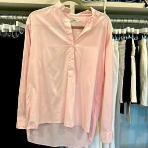 Half button down collarless dress shirt. Luxury Italian brand